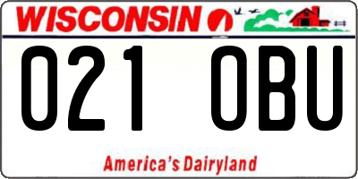 WI license plate 021OBU