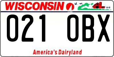 WI license plate 021OBX