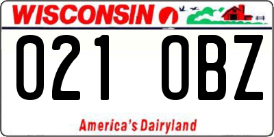WI license plate 021OBZ