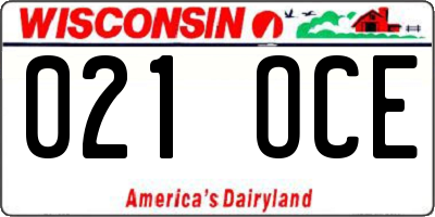 WI license plate 021OCE