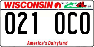 WI license plate 021OCO
