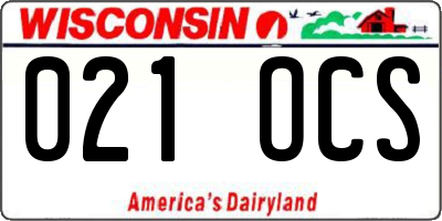 WI license plate 021OCS