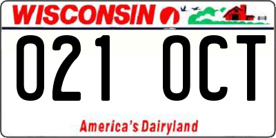 WI license plate 021OCT