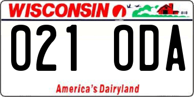 WI license plate 021ODA
