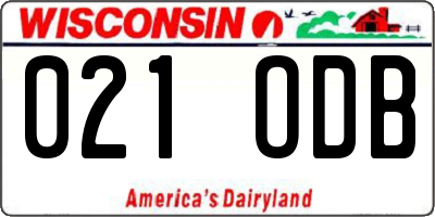 WI license plate 021ODB