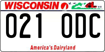 WI license plate 021ODC