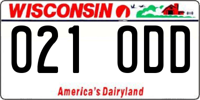 WI license plate 021ODD