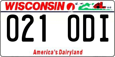 WI license plate 021ODI
