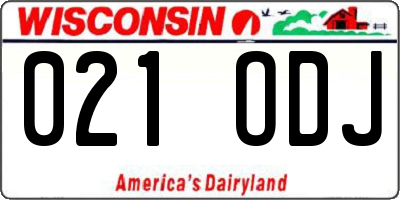WI license plate 021ODJ