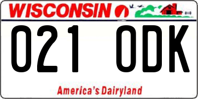 WI license plate 021ODK