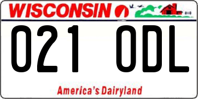 WI license plate 021ODL