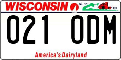 WI license plate 021ODM