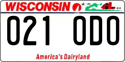 WI license plate 021ODO
