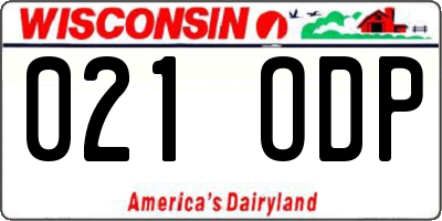 WI license plate 021ODP