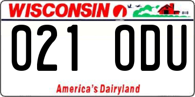 WI license plate 021ODU