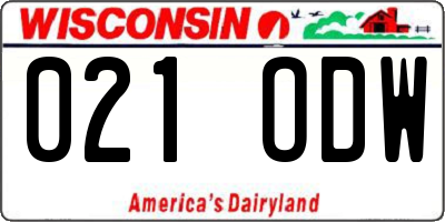 WI license plate 021ODW