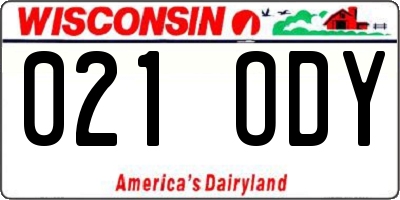 WI license plate 021ODY