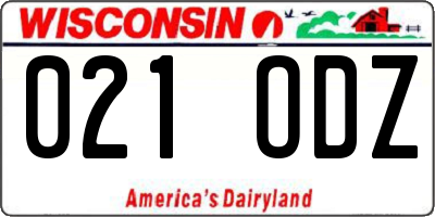 WI license plate 021ODZ