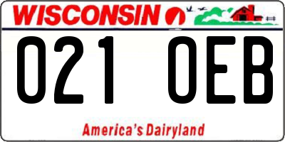 WI license plate 021OEB