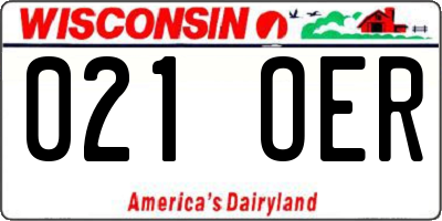 WI license plate 021OER