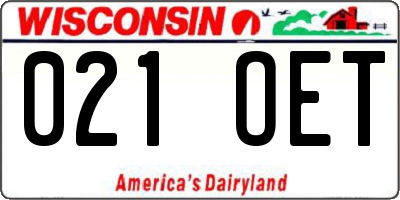 WI license plate 021OET