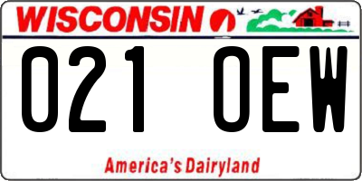 WI license plate 021OEW