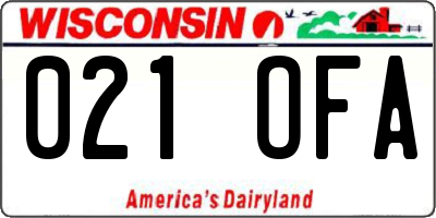 WI license plate 021OFA