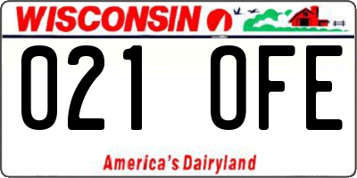 WI license plate 021OFE