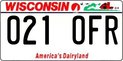 WI license plate 021OFR