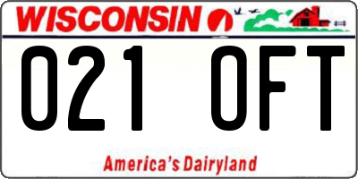 WI license plate 021OFT