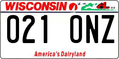 WI license plate 021ONZ
