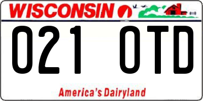 WI license plate 021OTD