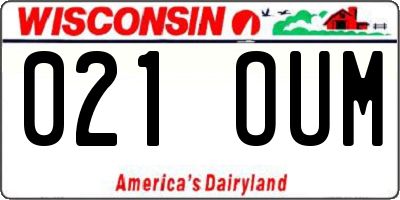 WI license plate 021OUM