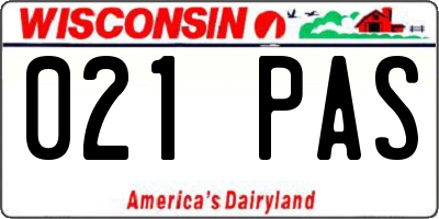WI license plate 021PAS