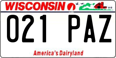 WI license plate 021PAZ