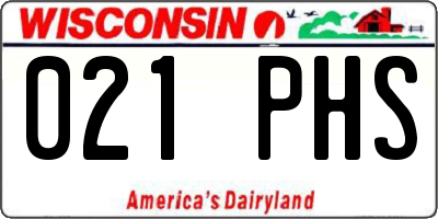 WI license plate 021PHS