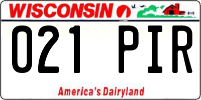 WI license plate 021PIR