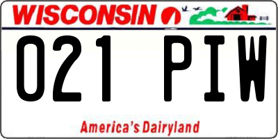 WI license plate 021PIW