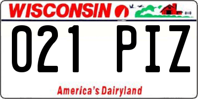 WI license plate 021PIZ