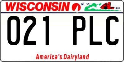 WI license plate 021PLC