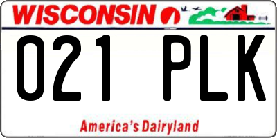 WI license plate 021PLK