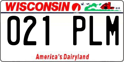 WI license plate 021PLM