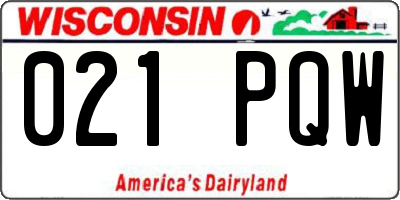 WI license plate 021PQW