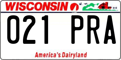 WI license plate 021PRA