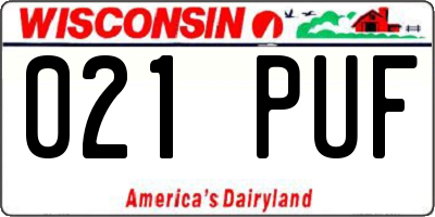 WI license plate 021PUF