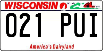 WI license plate 021PUI