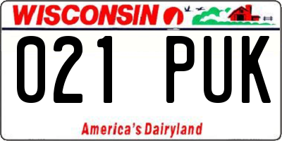WI license plate 021PUK