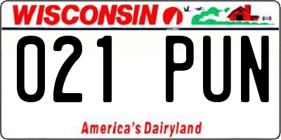 WI license plate 021PUN
