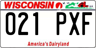 WI license plate 021PXF