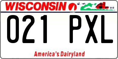 WI license plate 021PXL
